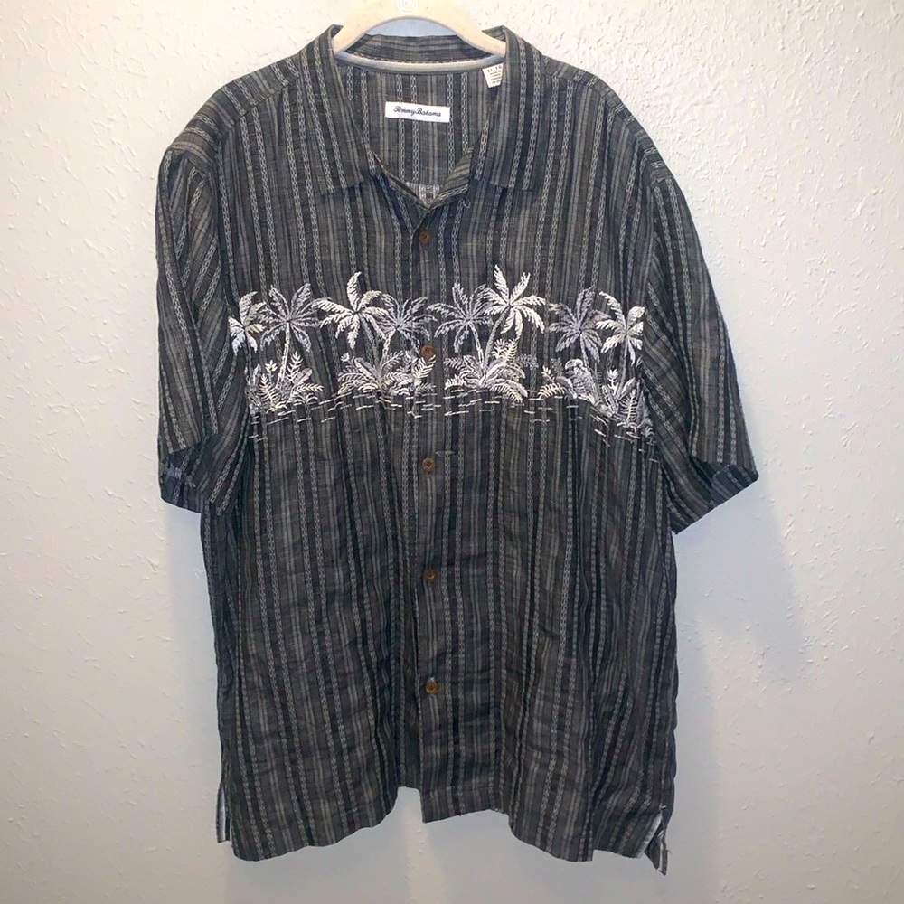 Tommy Bahama Tropical Shirt Button Up Front Embroidered Palm Trees Men’s Sz XL